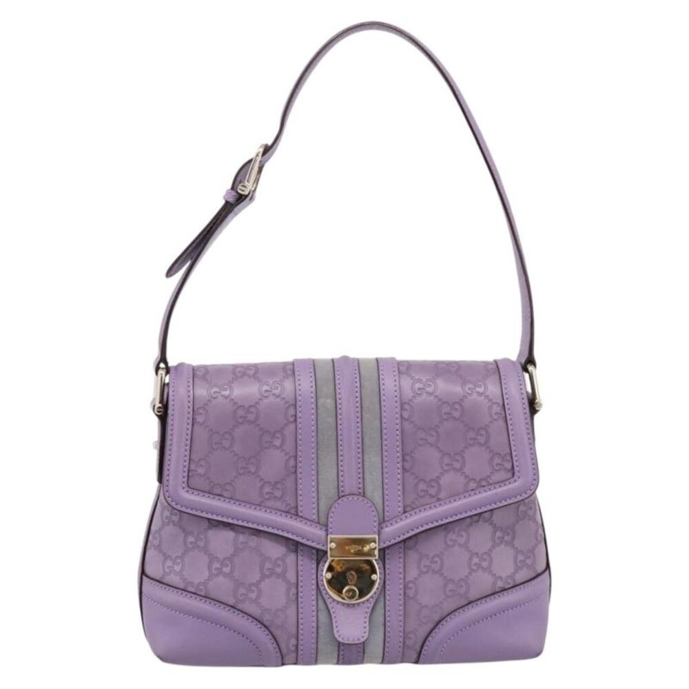 Gucci Web Flap Guccissima Purple Leather Shoulder Bag Bag